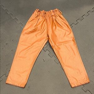 Kids Casual Brown Pleather Pants